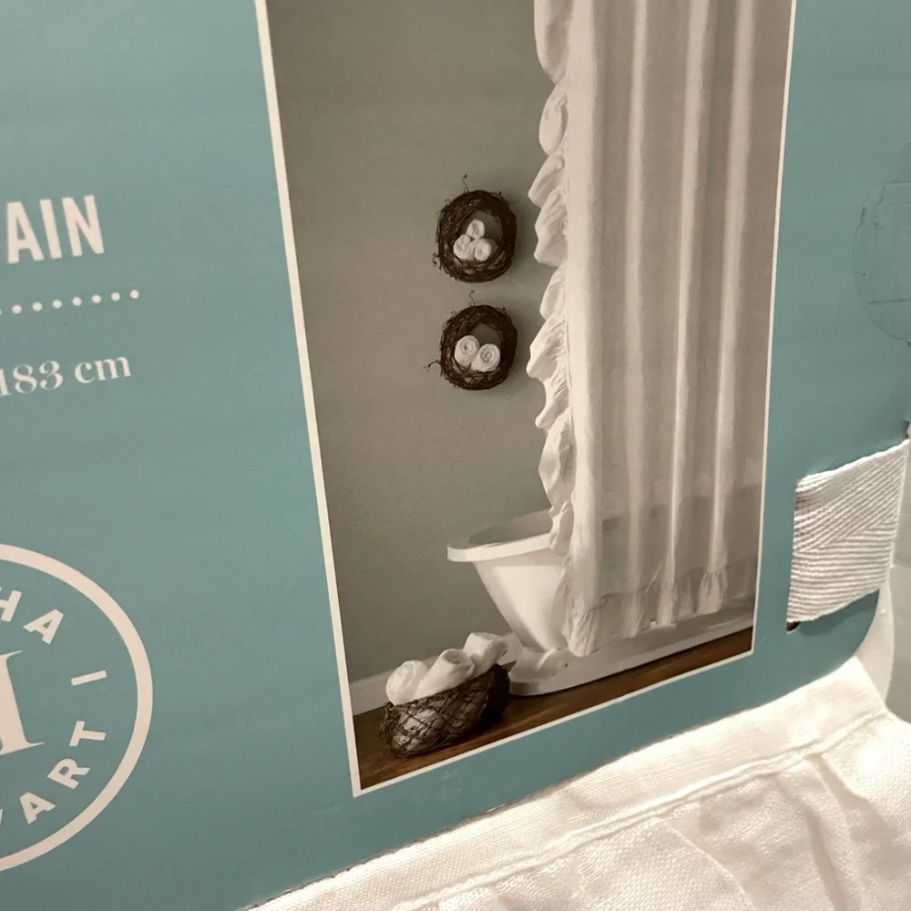 100%Linen Shower Current MARTHA STEWART 72”x 72” Color: White NWT